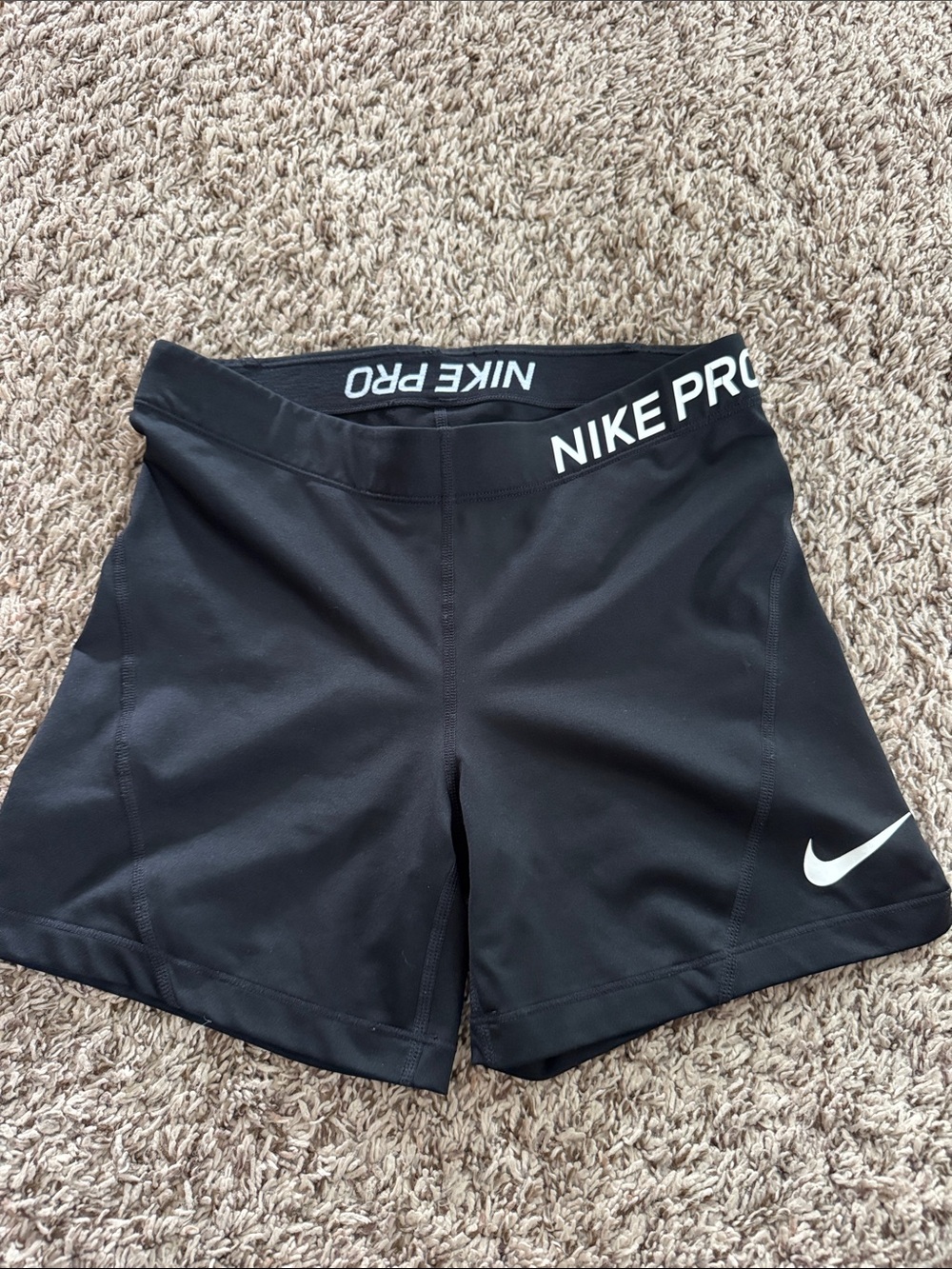 Nike Pro Black Women's Athletic Shorts with White Swoosh